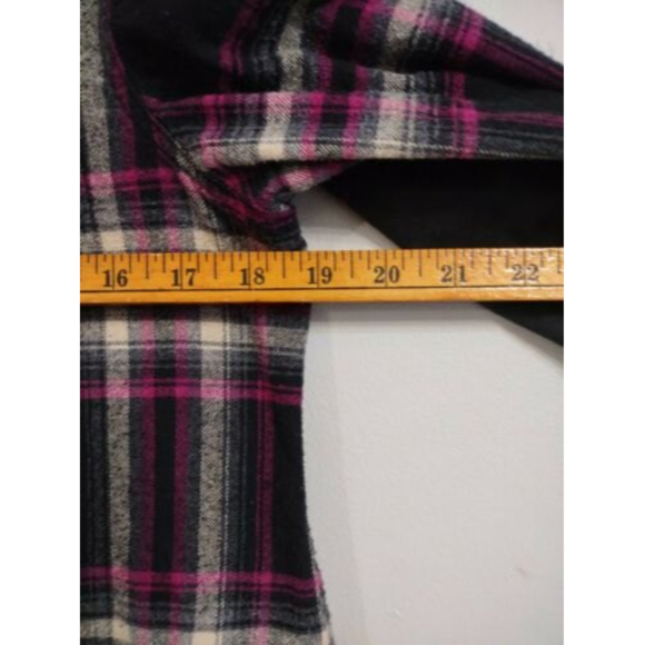 Women's Soft Surroundings Purple Black Plaid Button Shirt Sz Small Petite - Picture 6 of 7